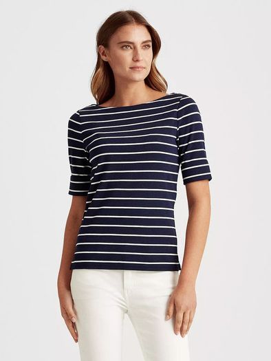 Lauren by Ralph Lauren Judy Stretch Cotton Boatneck Top