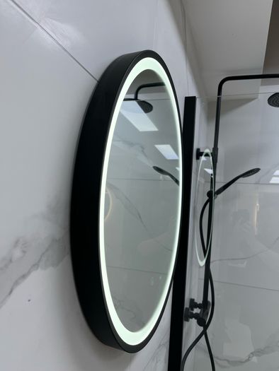 EX Display Black Round LED bathroom mirror