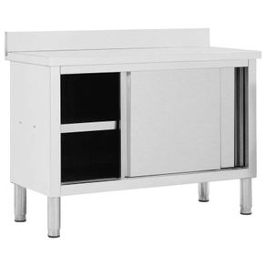 Work Table with Sliding Doors 120x50x(95-97) cm