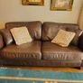 Brown Leather Sofa Set x 3 and 2 Seater Image 2