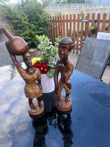 Vintage hand and carved wooden sculptures