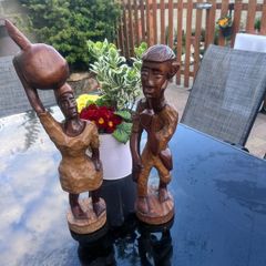 Vintage hand and carved wooden sculptures