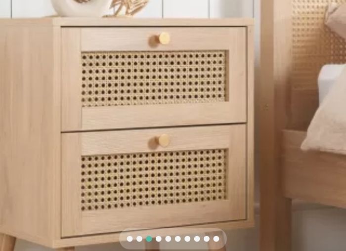 BRAND NEW + SEALED Birlea "Croxley" Rattan Bedside Drawers/Side Table