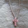 Sterling Silver Pink Cross Necklace Image 8