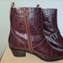 M&S 100% Genuine Leather Burgundy Boots Size 38.5 Image 7