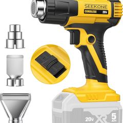 Cordless Heat Gun for Dewalt 20V Battery, Dual Temperature Settings 300 C and 550 C Fast Heating Hot Air Gun with 3 Nozzles for Shrink Tubing, Vinyl Wrap, Crafting, Electronics (No Battery)