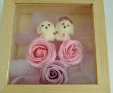 Teddies Glass Love Box with False Beautiful Flowers
