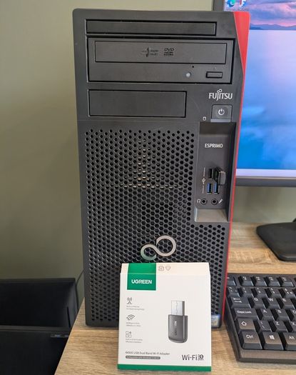 Fujitsu Esprimo P558 Tower PC with Intel i7 8th Gen CPU 16GB DDR4 24" LCD Windows 11 & Office 2024 Pro, Wifi, Bluetooth