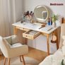 Computer Desk Table, Wood Writing Desk with Drawer and Hanging Rod, 39x20x30inch Study Desk, Work Desk, Wooden Dining Table White + Natural Wood Legs Image 5