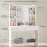 Led Dressing Table with Lighting, Mirror with LED, 2 Drawers with Adjustable Shelves 3 Colours with Adjustable Brightness White Image 4
