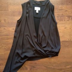 Joseph Ribkoff black chiffon asymmetrical top size S RRP190