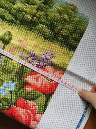 Stunning Handmade Cross Stitch Embroidery - Garden flowers