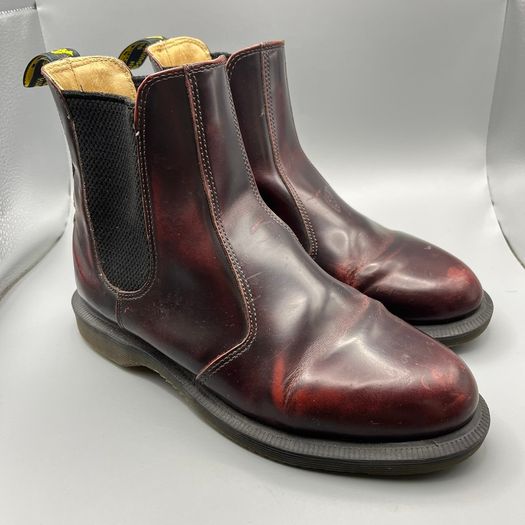 Women's DR MARTENS Flora Genuine Leather Chelsea Ankle Boots UK 5 EU 38 Cherry