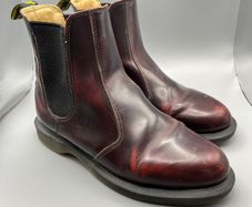 Women's DR MARTENS Flora Genuine Leather Chelsea Ankle Boots UK 5 EU 38 Cherry