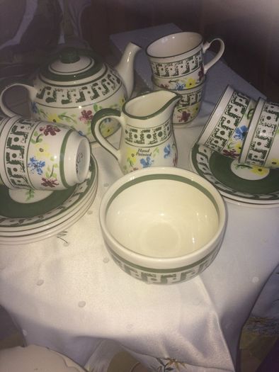 Fiona Bradley hand painted pottery tea set