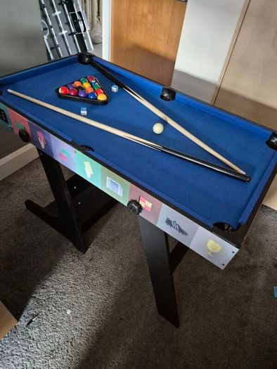 2 in 1 Folding Combo Game Table - Pool/Snooker Table, Football Table with Accessory Storage Box