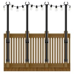 4 Pack String Lights Poles 60 Inch Lamp Pole, Light Bars for Outdoor Fairy Lights, Outdoor Light Poles with Mounting Clips and Hanging Base for Patio, Garden, Backyard, Deck, Fence