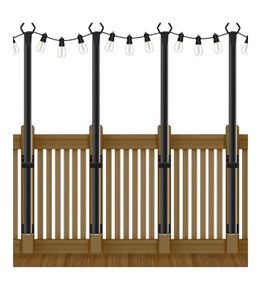 4 Pack String Lights Poles 60 Inch Lamp Pole, Light Bars for Outdoor Fairy Lights, Outdoor Light Poles with Mounting Clips and Hanging Base for Patio, Garden, Backyard, Deck, Fence