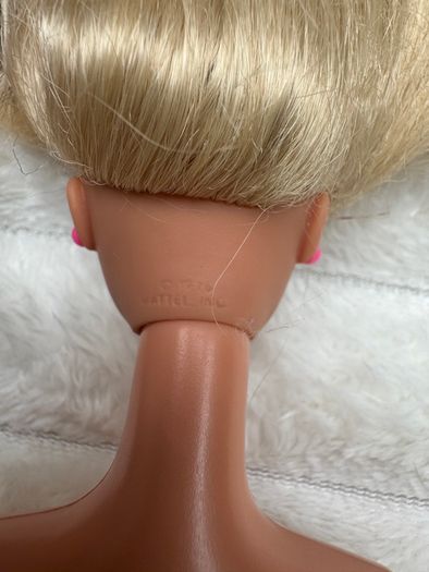 Vintage Body 1966 Mattel Barbie Blonde Hair Pink Earrings Ring Used Damaged Neck Dirty Please see pictures
