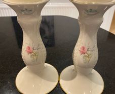 Donegal Parian ware pair of 7 inch  candle holders