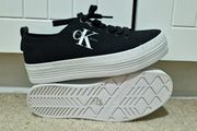 Calvin Klein Zolah White Canvas Calvin Klein Chunky Platform Trainers