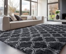 240x300cm, Grey Area Rugs for Bedroom, Washable Anti Slip Extra Large Shaggy Soft Rug Fluffy Modern Floor Carpets Mat Beside Carpet for Kids Living Room