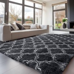 240x300cm, Grey Area Rugs for Bedroom, Washable Anti Slip Extra Large Shaggy Soft Rug Fluffy Modern Floor Carpets Mat Beside Carpet for Kids Living Room