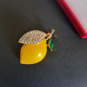Yellow Lemon Enamel Brooch with Crystals Brooch Pin Nature Fruit Badge Broach Mediterranean Botanical Tropical Jewellery & Accessories (X03)
