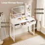 Dressing Table with Large LED Mirror, 3 Lighting Modes Adjustable Brightness, Built in USB  AC Socket, Vanity Table with 4 Fabric Drawers, Modern Makeup Desk 100by40by140cm Image 4