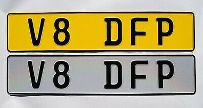 PREMIUM Pair Plain Pressed Number Plate Metal Embossed German Style