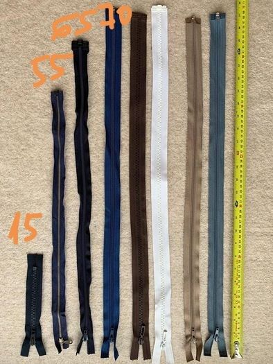 Zip, beige, separates /splits to be sewn into the jacket