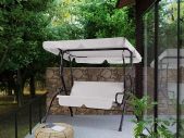 Hollywood Hammock  Swing Adjustable Sun Canopy Non-Slip Feet Cushion Balcony Patio Garden Swing Bench Seat Backrest 140 cm Anthracite
