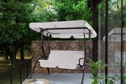 Hollywood Hammock  Swing Adjustable Sun Canopy Non-Slip Feet Cushion Balcony Patio Garden Swing Bench Seat Backrest 140 cm Anthracite