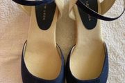 Navy Low Wedge Espadrille Sandals. EU 41/UK 8