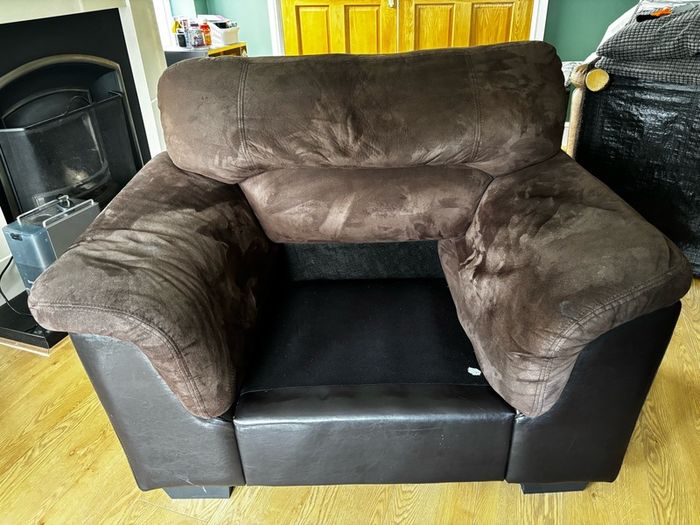 armchair dark brown mixed fabric