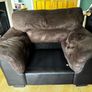 armchair dark brown mixed fabric Image 2