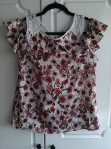 Cold Shoulder Top with white lace
