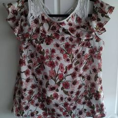 Cold Shoulder Top with white lace
