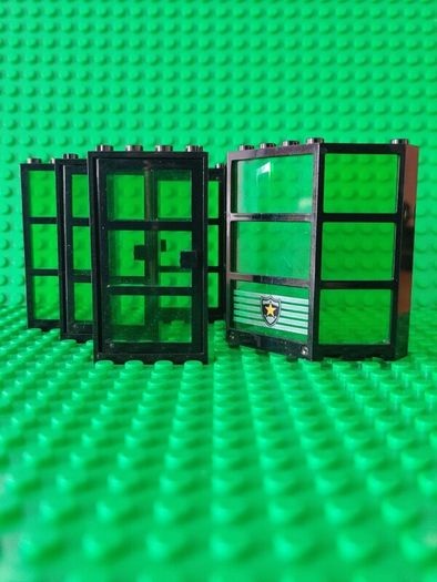 Used Lego LEGO Black Police Station City Panels with Translucent Green Glass