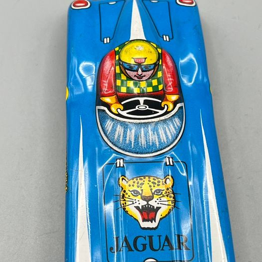 Vintage Tin Toy Racing Car Jaguar 52 - Made in Japan - Litho - friction drive