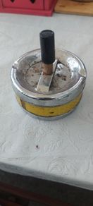 Vintage Roulette Push Ashtray: Metal Man Cave Decor,1960s 70s ,sold as seen ,see pictures for condition, used ,,abit of rust ,needs a clean