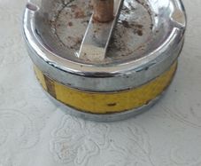 Vintage Roulette Push Ashtray: Metal Man Cave Decor,1960s 70s ,sold as seen ,see pictures for condition, used ,,abit of rust ,needs a clean