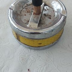 Vintage Roulette Push Ashtray: Metal Man Cave Decor,1960s 70s ,sold as seen ,see pictures for condition, used ,,abit of rust ,needs a clean