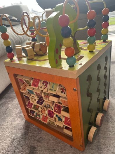 wooden activity cube