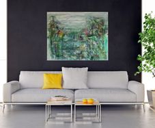 LARGE ORIGINAL ART Original Abstract Landscape Pondscape Irish Art