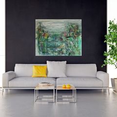 LARGE ORIGINAL ART Original Abstract Landscape Pondscape Irish Art