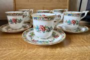 Coalport Ming Rose Espresso Set 6 Cups and 6 Saucers