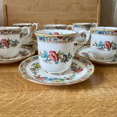 Coalport Ming Rose Espresso Set 6 Cups and 6 Saucers