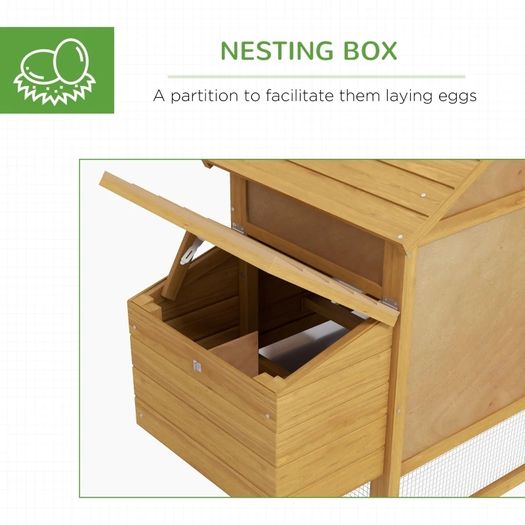 Small Chicken Coop with Run Hen House Poultry Nesting Box Natural150.5 x 54 x 87cm
