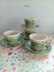 Green and White Transfer Ware